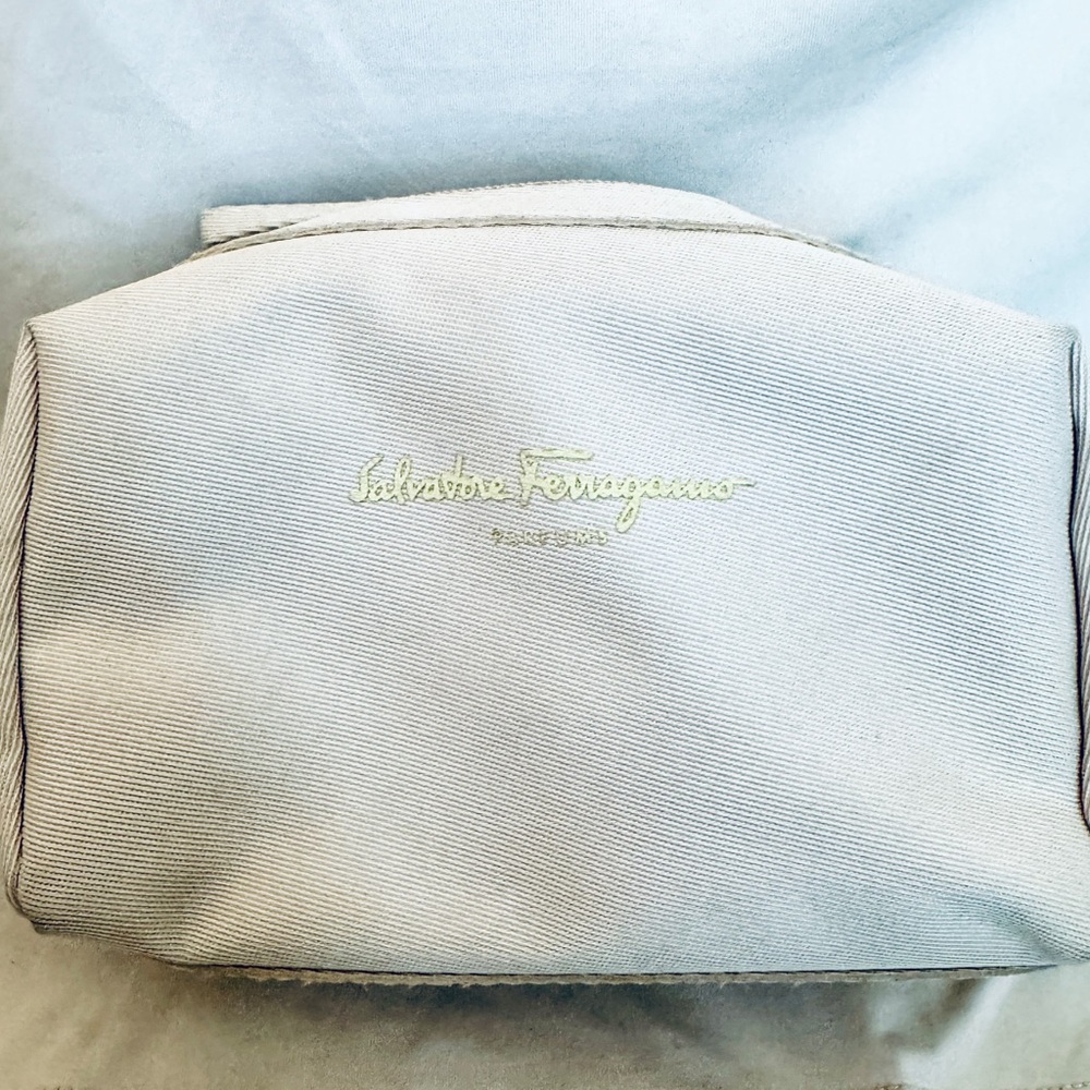 Salvatore Ferragamo White Cosmetic Bag